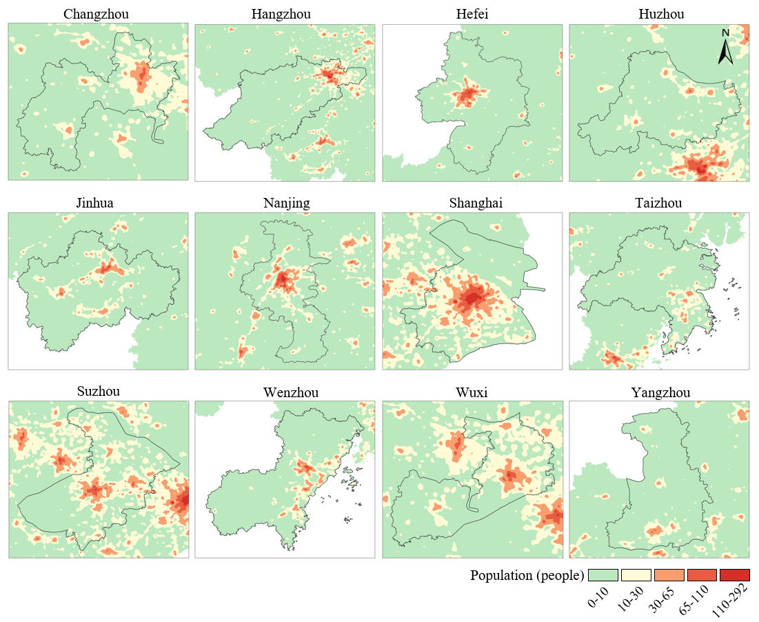长三角城市群暴露偏移空间分布及典型城市日内暴露偏移箱型图